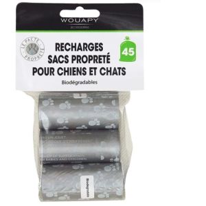 Wouapy - sacs propreté pour chiens et chats biodégradables gris