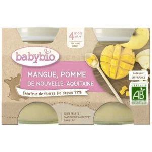 Babybio - Mangue, pomme d'Aquitaine - dès 4 mois - 2 x 130 g