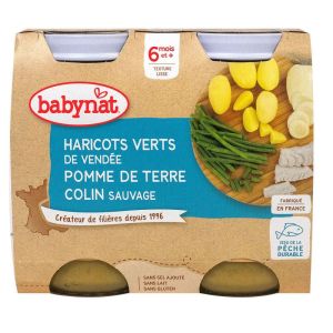 Babybio - Haricots verts de Vendée Pomme de terre, Colin - dès 6 mois - 2x200g