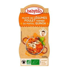 Babybio - Mijoté de légumes Poulet fermier du Poitou, Quinoa - dès 12 mois - 2x200g