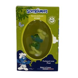 Le comptoir du bain - Savon pain parfum poire + 1 figurine les Schtroumpfs