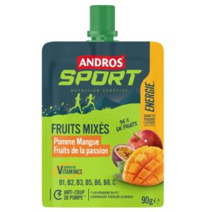 Andros Sport - Fruits Mixés Pomme, Mangue & Fruits de la Passion - Gourde énergétique - 90 g