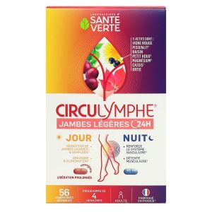 Santé verte - Circulymphe jambes légères jour et nuit - 56 comprimés