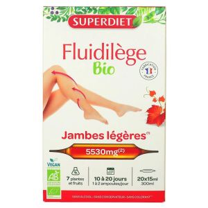 Superdiet - Fluidilège bio jambes légères - 20 ampoules 15 ml