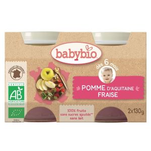Babybio - Pomme d'Aquitaine Fraise - dès 6 mois - 2x130g