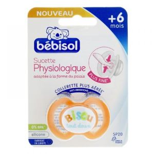 Bébisol - Sucette physiologique silicone 6 mois+ - Bisou tout doux