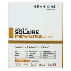 Granions - Oligo sun solaire préparateur 3 en 1 - 60 gélules