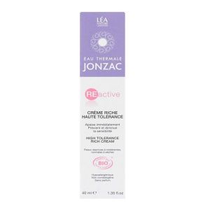 Jonzac REactive - Crème riche haute tolérance Bio - 40ml