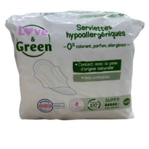 Love & Green - Serviettes hypoallergéniques ultra absorbante super - (x12)