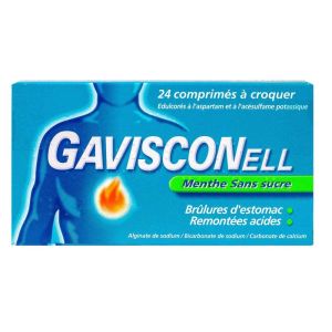 Reckitt - Gavisconell Brûlures d'estomac Menthe sans sucre - 24 comprimés