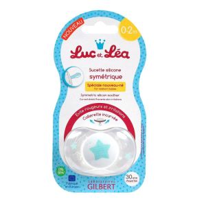 Luc et Léa - Sucette anatomique 0-2 mois - 1 sucette étoile bleue
