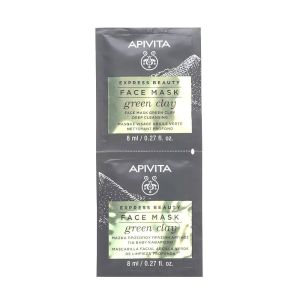 Apivita - Masque Visage - Argile verte - nettoyant - 2x8 Ml