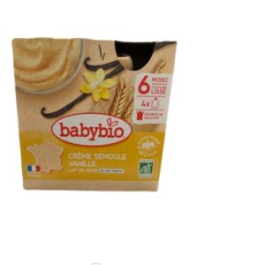 Babybio - Crème Semoule Vanille - dès 6 mois - 4x85g