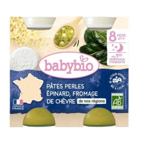 Babybio - Pâtes Perles Epinard, Fromage de Chèvre - 2X200g
