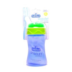 Bébisol - Gobelet avec paille anti-fuite - 300ml - Bleu