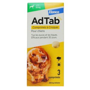 Elanco - adtab Antiparasitaire Interne Chien de +11 à 22kg + 3 Comprimés à Croquer