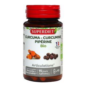 Superdiet - Curcuma Curcumine pipérine - 45 gélules