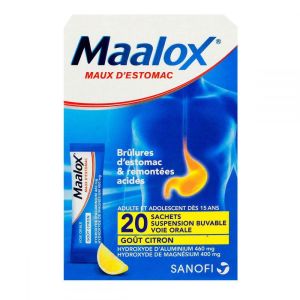 Maalox maux estomac citron - 20 sachets