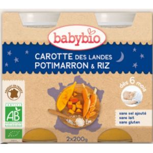Babybio - Carotte des Landes, Potimarron, Riz - dès 8 mois - 2x200g