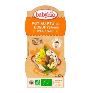 Babybio - Pot au feu Bœuf fermier d'Aquitaine - dès 12 mois - 2x200g