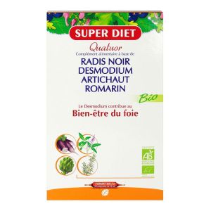 Superdiet - Quatuor Radis noir Artichaut Chardon marie Romarin - Ampoules