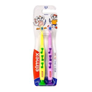 Elmex - Brosses à dents Débutant 0-3 ans - Lot de 2 brosses à dents