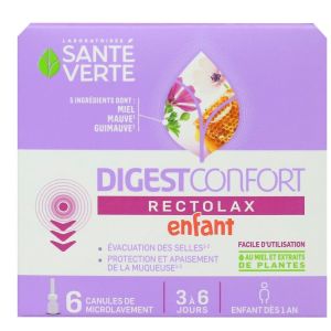 Santé Verte - DigestConfort Rectolax enfant - 6 canules de microlavement