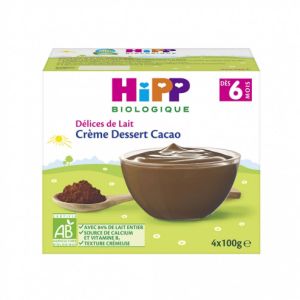 HiPP - Délices de lait crème dessert cacao - 4 x 100 g - dès 6 mois