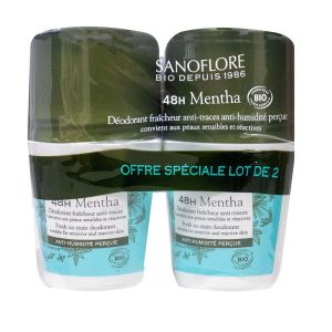 Sanoflore - Déodorant 48 h Mentha - Lot de 2 x 50 ml