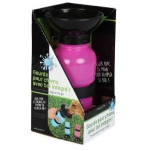 Wouapy - Gourde pour chien avec bol intégré rose - 500mL