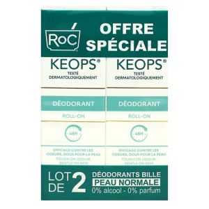 Roc - Keops déodorant en roll-on 48h - 2x30ml