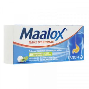 Maalox - maux d'estomac goût menthe - 40 comprimés