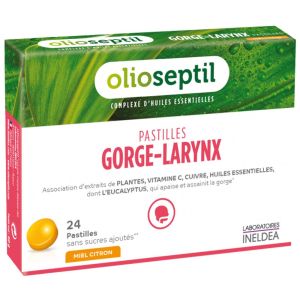 Olioseptil - pastilles Gorge larynx - 24 pastilles Miel Citron