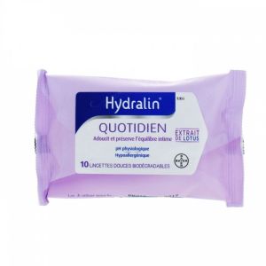 Hydralin - Lingettes douces biodégradables Quotidien - 10 lingettes