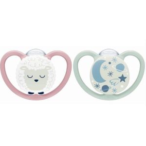 NUK - Space Night Sucette Mouton 6-18mois - 2 sucettes