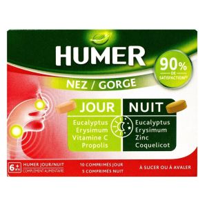 Humer - Nez / Gorge - 10 comprimés jours et 5 comprimés nuit