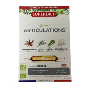 Superdiet - Quatuor Harpagophytum Prêle Cassis Frêne - 20 ampoules 15 ml