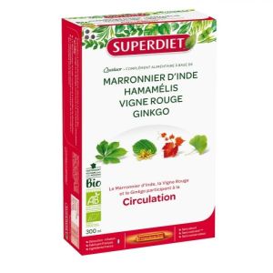 Superdiet - Quatuor Marronnier d'Inde Hamamélis Vigne rouge Ginkgo - ampoules 15ml