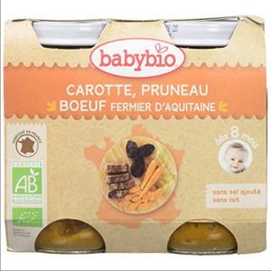 Babybio - Carotte, Pruneau, Bœuf fermier d'Aquitaine - dès 8 mois - 2x200g