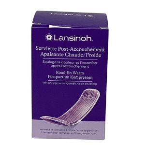 Lansinoh - Serviette Post-accouchement apaisante Chaude/Froide - 1 Serviette+ 12 Pochettes hygiéniques