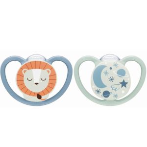 NUK - Space Night Sucettes Bleu 6-18mois - 2 sucettes