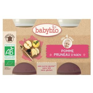 Babybio - Pomme Pruneau d'Agen - dès 4 mois - 2x130g