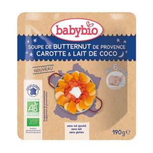 Babybio - Soupe de Butternut de Provence Carotte & lait de coco dès 6 mois - 190g