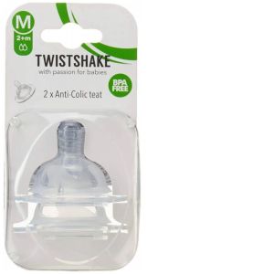 Twistshake - Tétine anti-coliques silicone medium transparent lot de 2