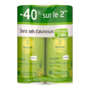 Weleda - Déodorant roll-on 24h Citrus lot de 2 - 2x50ml