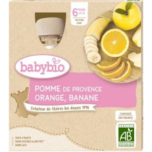 Babybio - Pomme d'Aquitaine Orange & Banane dès 6 mois - 4x90g