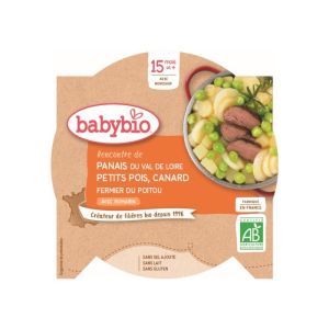Babybio - Repas Midi Assiette Panais Petits Pois Canard Bio - 260g