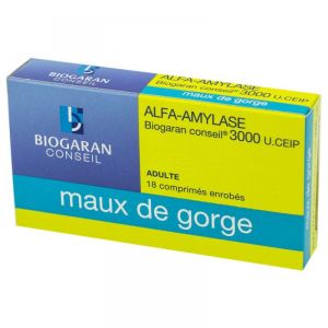 Biogaran - Alfa-amylase 3000 - 18 comprimés enrobés