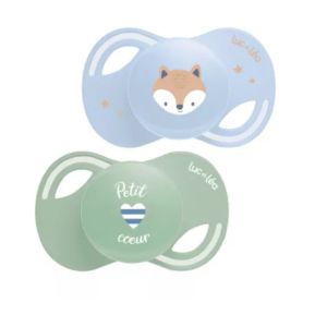 Luc et Léa - Duo de sucettes anatomiques extra-fines – Renard et Petit Cœur - 0/6 Mois -  2 unités