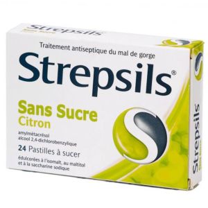 Strepsils Citron sans sucre - 24 pastilles